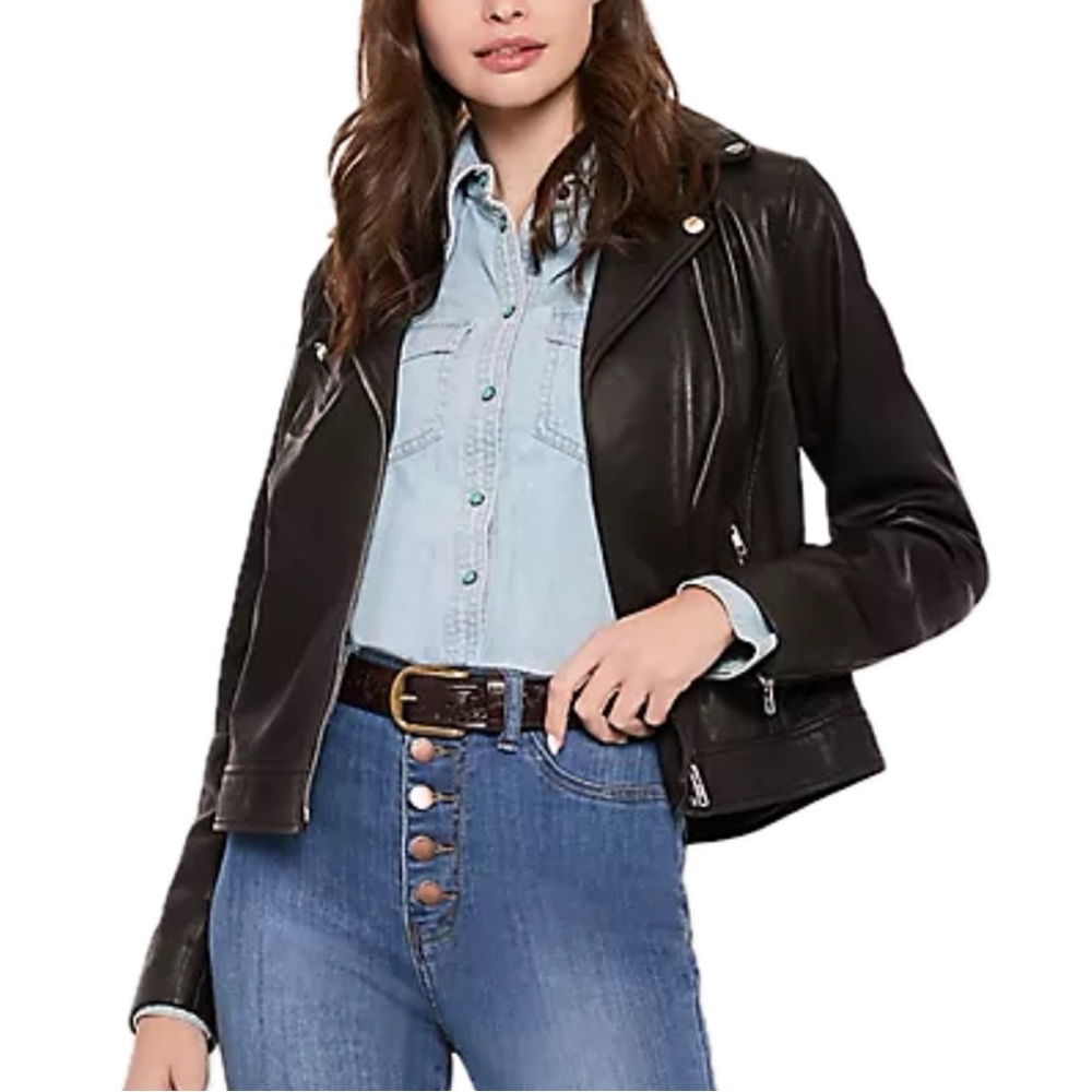 American Leather Co. Black Washed Lamb Leather Moto Jacket Sizes 16-20 3LM07.25 - Picture 2 of 8